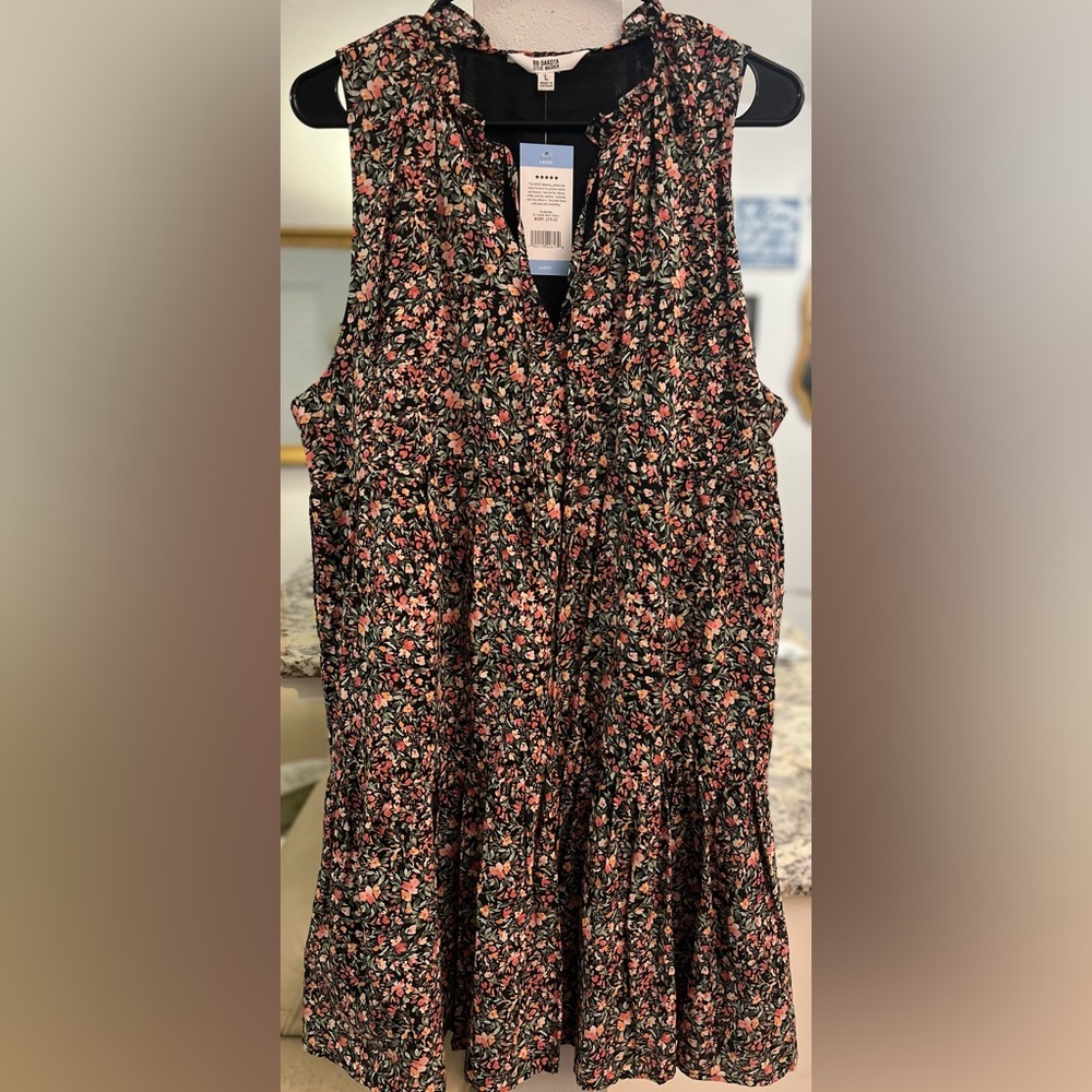 BB Dakota by Steve Madden Black and Pink Floral Mini Dress